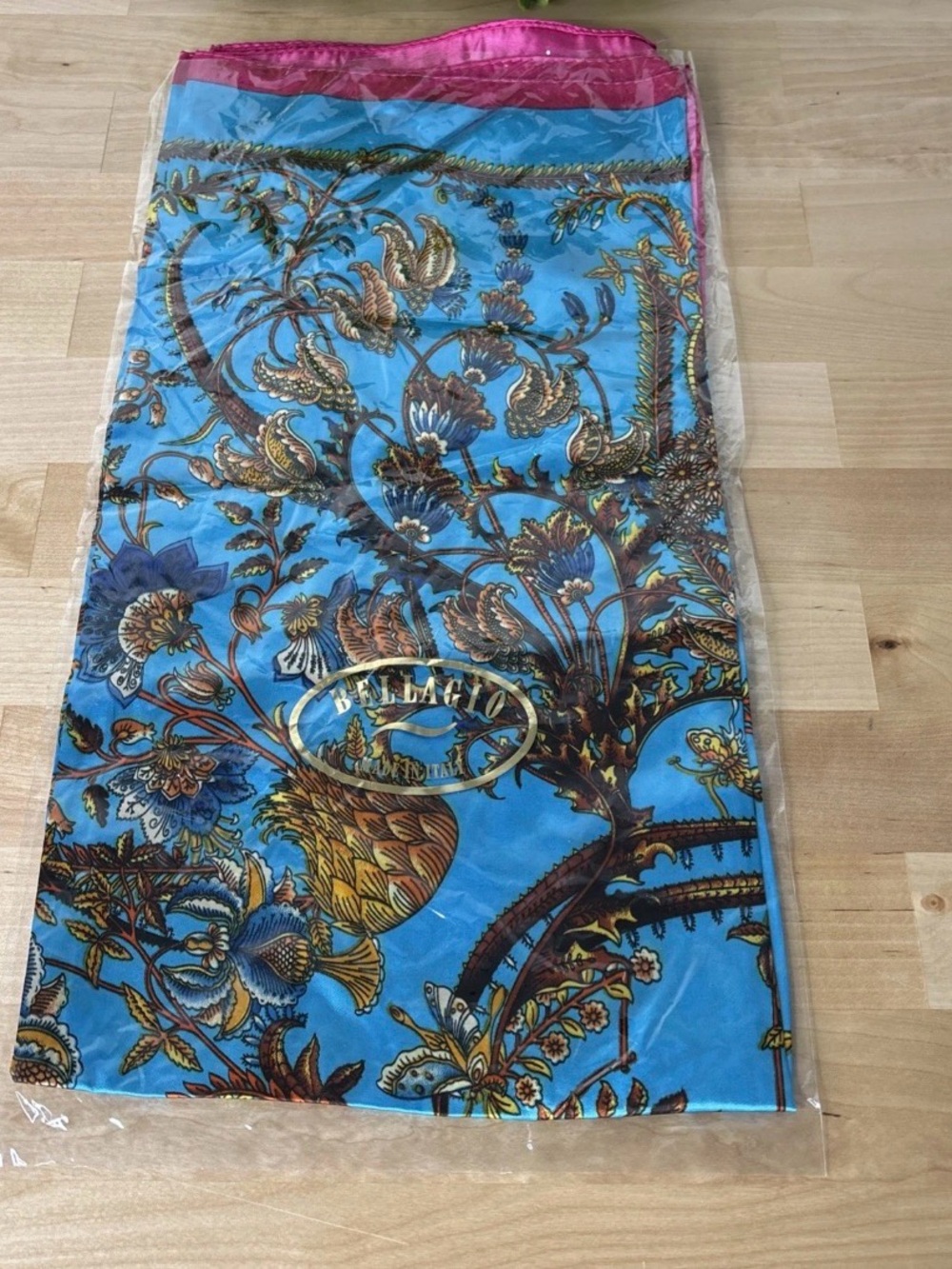 Blue Floral Silk Scarf